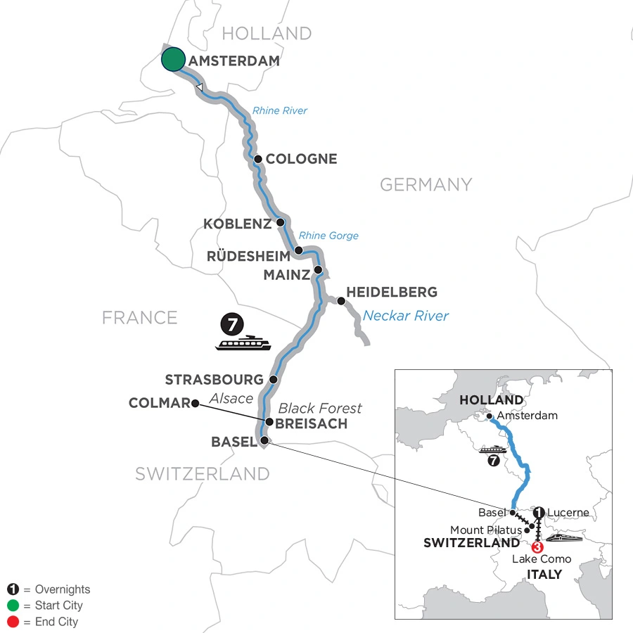 Romantic Rhine & Jewish Heritage with 1 Night Lucerne, Mount Pilatus & 3 Nights Lake Como