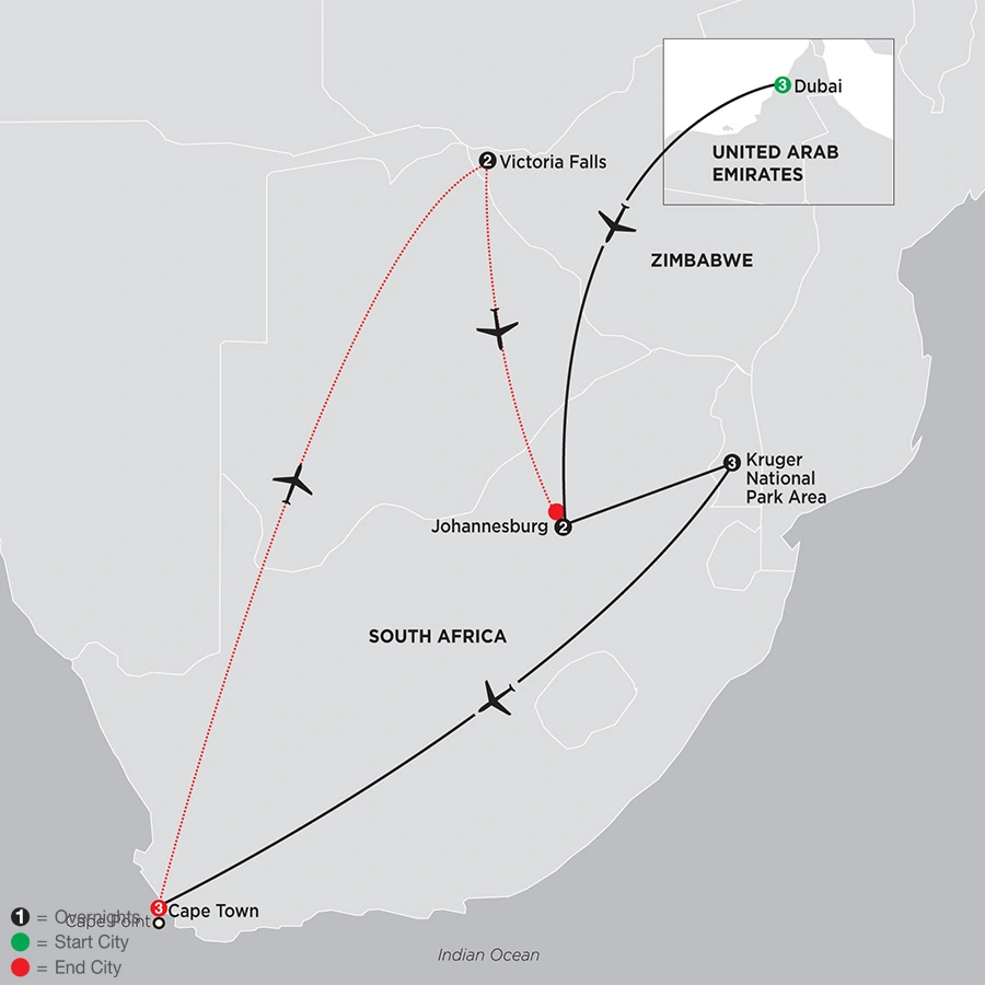 Best of South Africa with Dubai & Victoria Falls