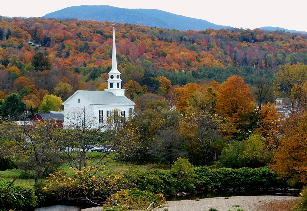 Autumn in Vermont featuring Lake Champlain and the Adirondacks