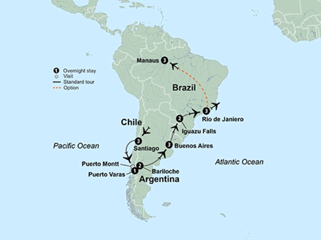 Journey Through South America featuring Santiago, Andean Lakes Crossing & Rio de Janeiro
