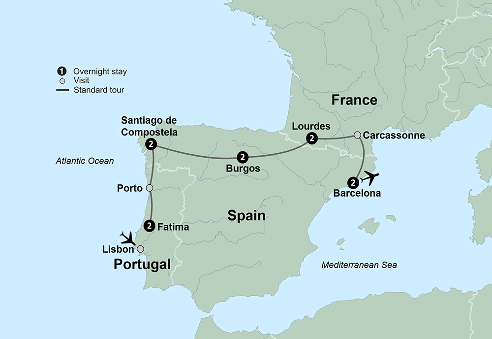 Pilgrimage to Portugal, Spain & France featuring Santiago de Compostela