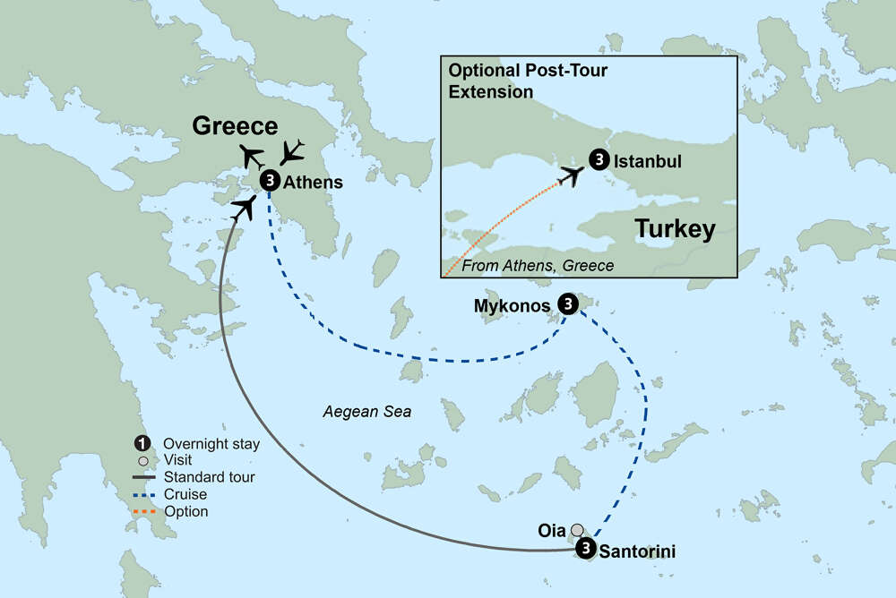 Greece Island Hopper featuring Athens, Mykonos and Santorini