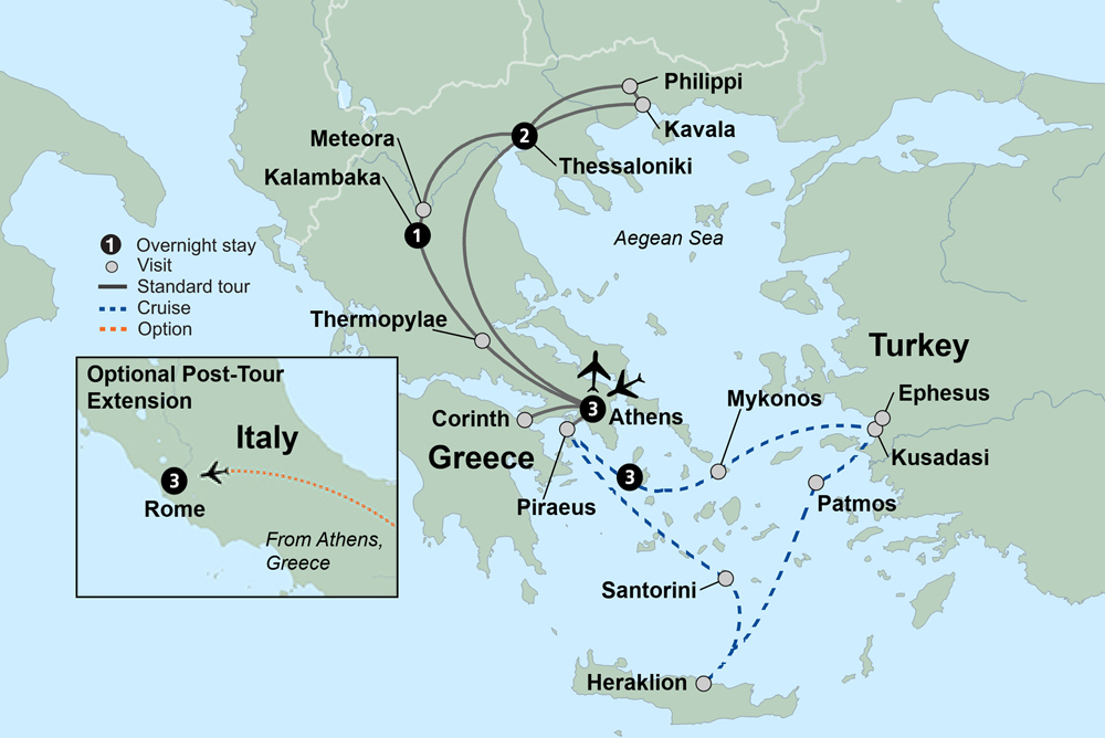 Greece: In the Footsteps of Paul the Apostle featuring a 3-night Greek Islands & Turkiye cruise