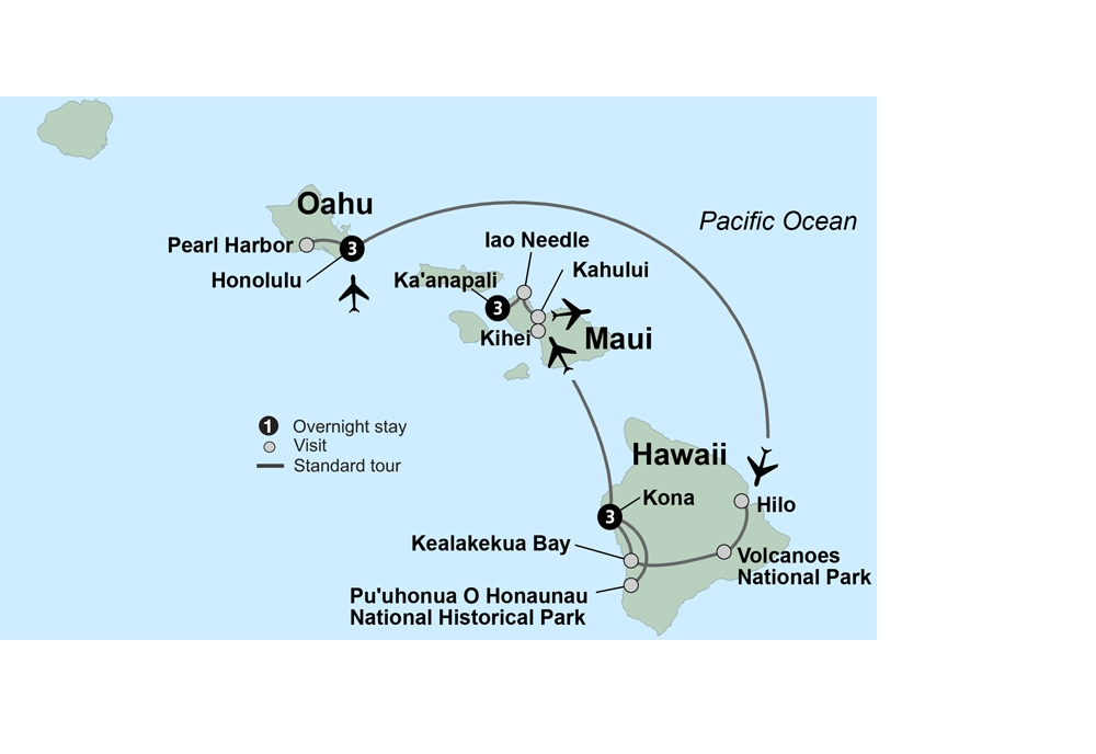 Hawaiian Adventure  Three Islands featuring O'ahu, Big Island and Maui
