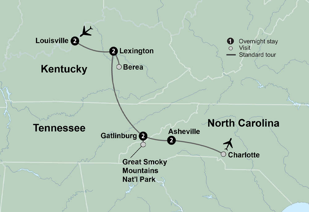Bluegrass Country & the Smoky Mountains featuring Louisville, Lexington, Gatlinburg & Asheville