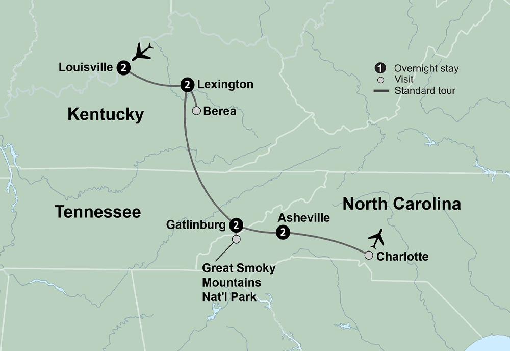 Bluegrass Country & the Smoky Mountains featuring Louisville, Lexington, Gatlinburg & Asheville