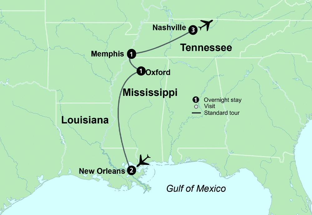America's Music Cities Holiday featuring New Orleans, Memphis & Nashville
