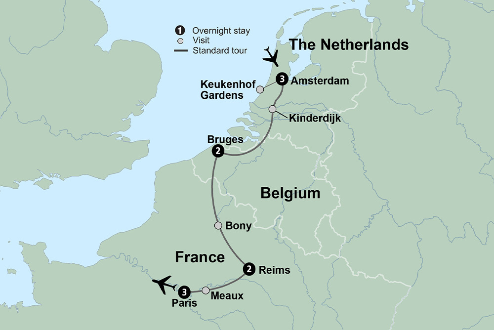 Canals, Champagne & Culture: A Journey through the Netherlands, Belgium & France featuring the Keukenhof Tulip Gardens