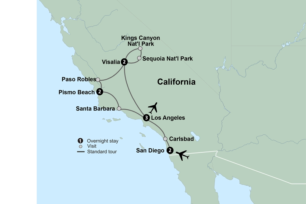 Sequoia & Kings Canyon National Parks featuring San Diego and California’s Central Coast