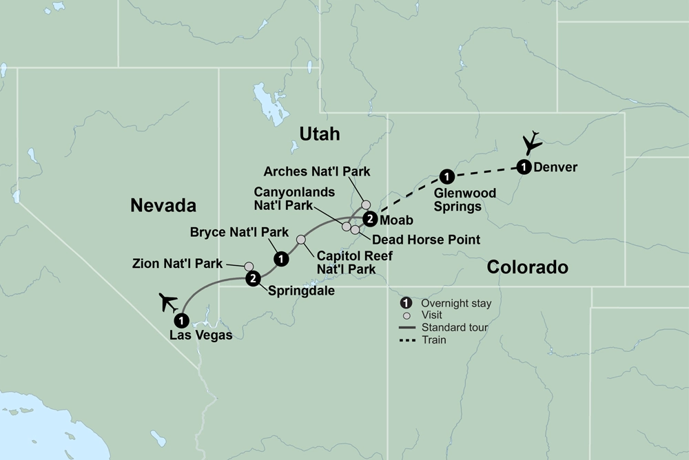 Utah’s Mighty Five and The Rockies featuring 2 days onboard Rocky Mountaineer