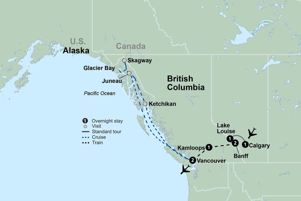 Canadian Rockies and Alaska's Inside Passage featuring Rocky Mountaineer and a 7-night Alaska Cruise