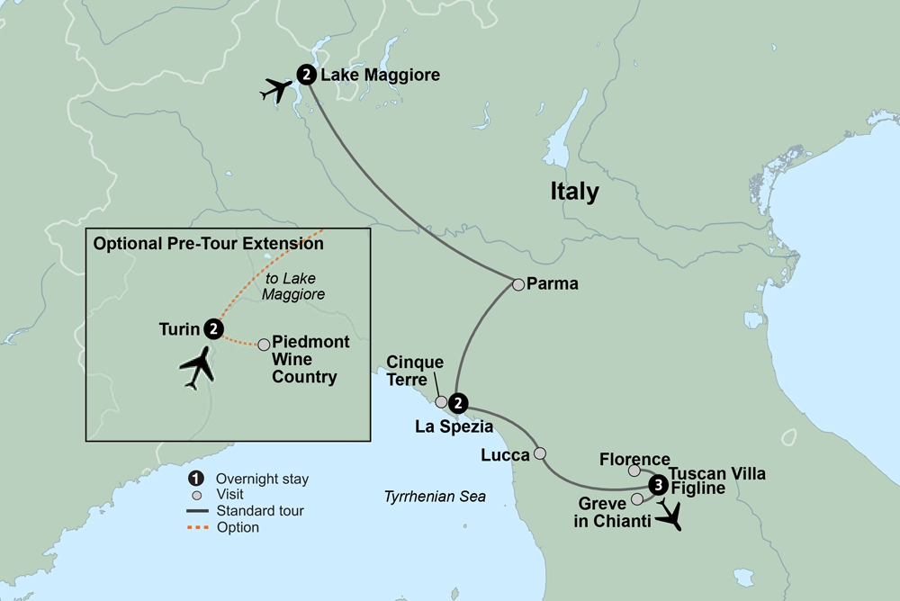 Tuscany, Lake Maggiore & the Italian Riviera