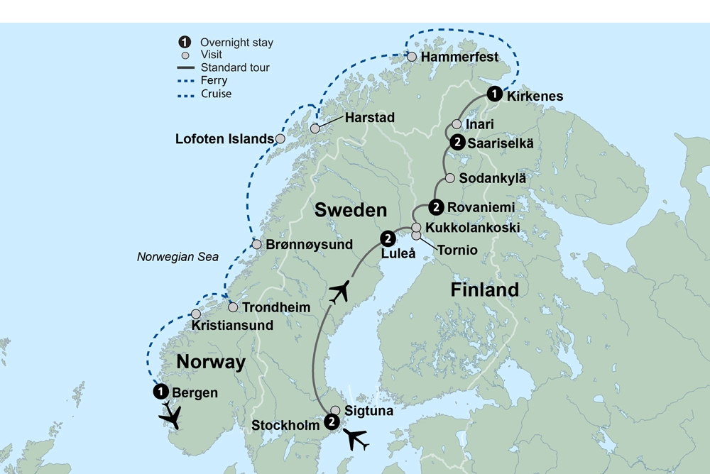 Nordic Discovery Sweden, Finnish Lapland & 5-Night Cruise of Norway's Coast