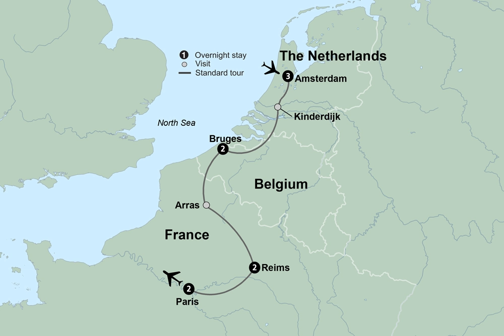A Journey through the Netherlands, Belgium & France: Canals, Champagne & Culture featuring the Keukenhof Tulip Gardens