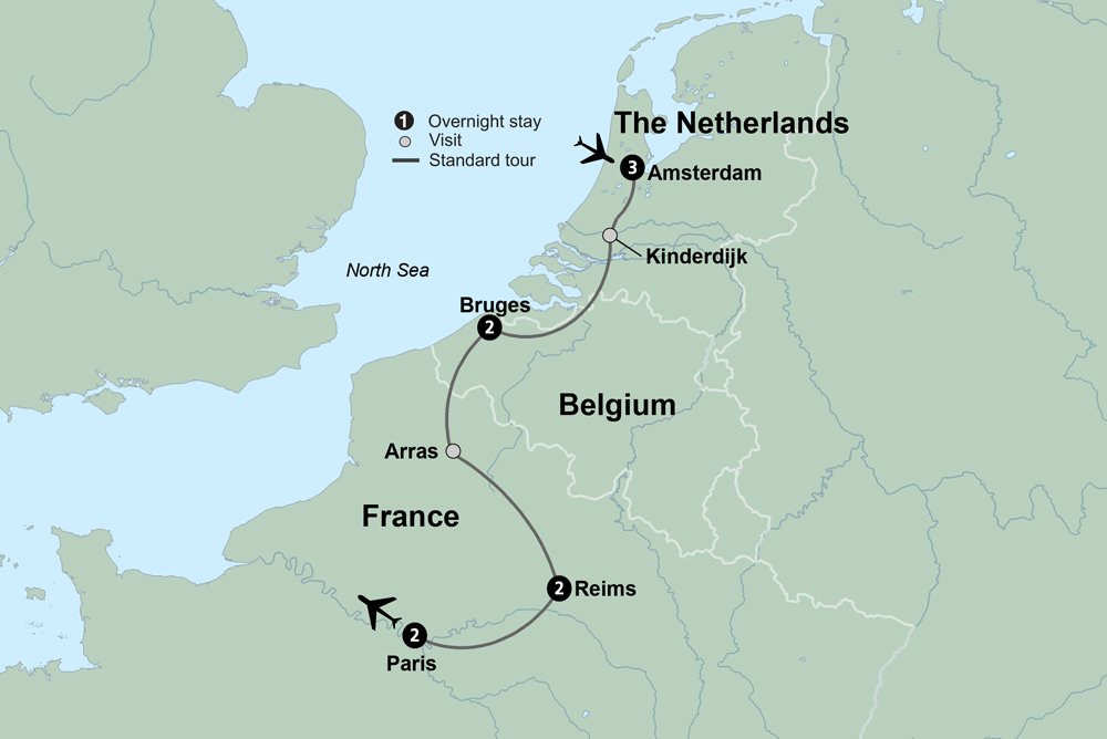 Journey through the Netherlands, Belgium & France: Canals, Champagne & Culture featuring Christmas Markets