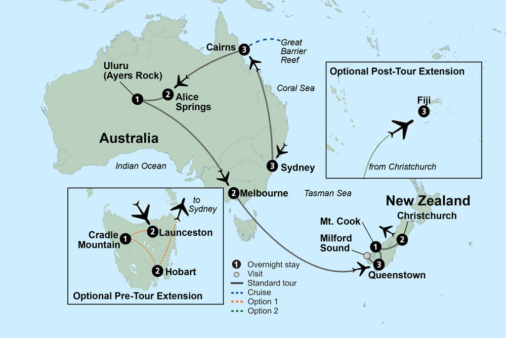 Australia's Outback and Alice Springs to New Zealand's South Island