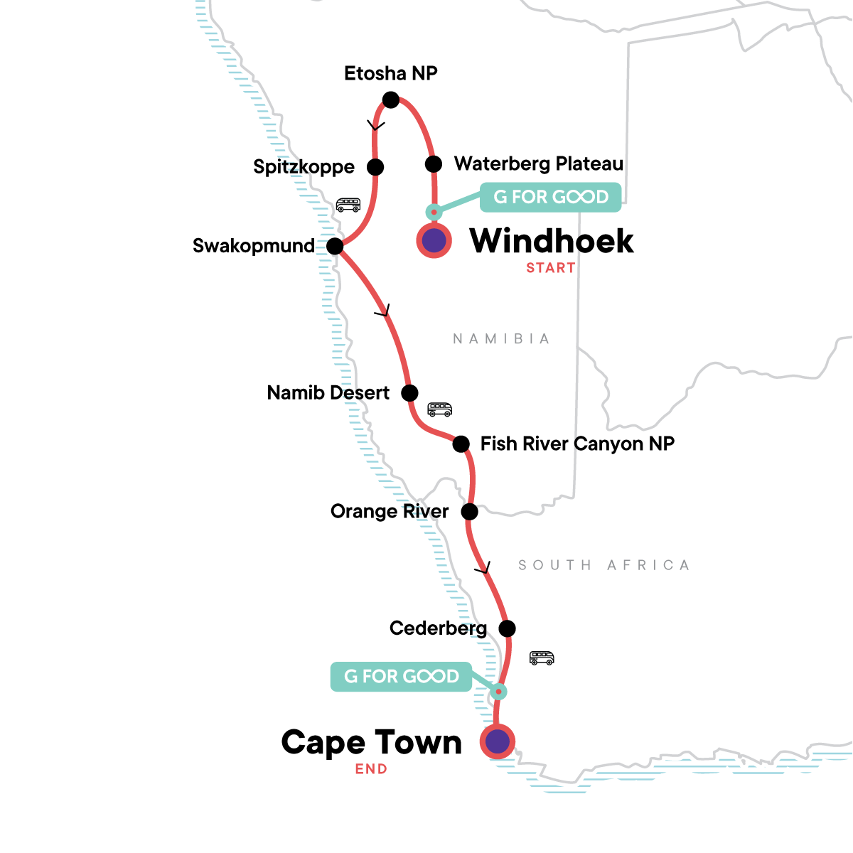 Cape & Dunes Southbound: Desert Camping & Safari Drives