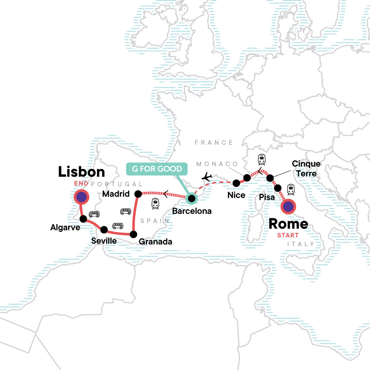 Rome to Lisbon: Coasts & Countryside