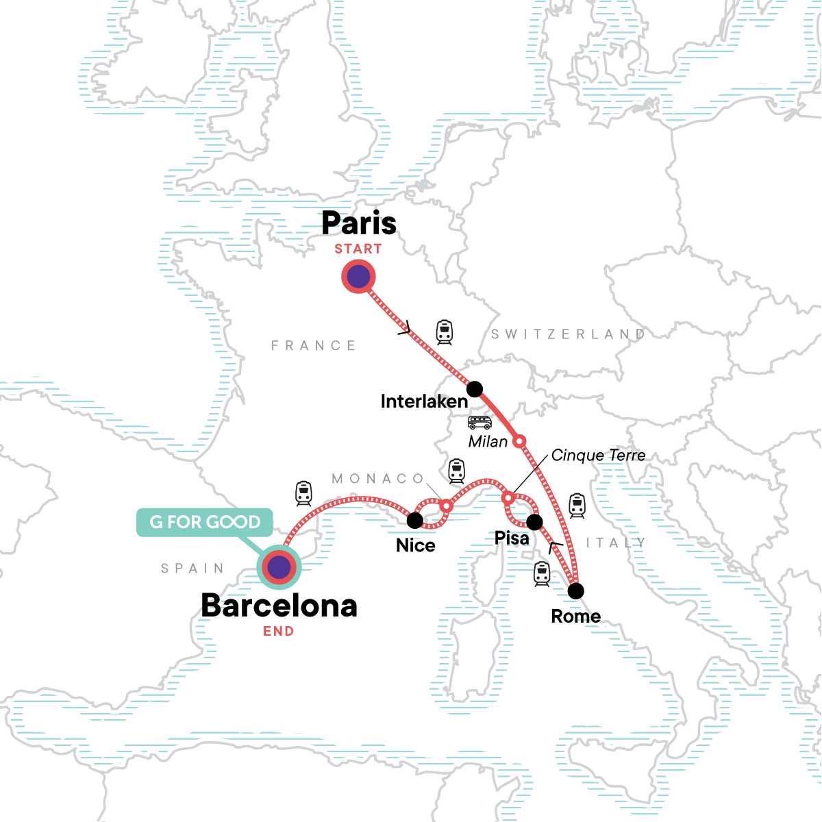 Paris to Barcelona: Tapas & Train Rides