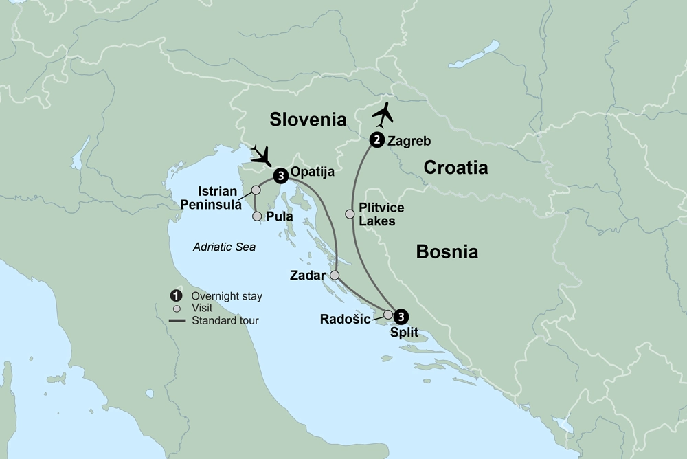 Winter in Croatia featuring Plitvice Lakes and the Adriatic Coast