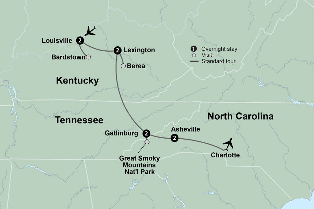 Bluegrass Country & the Smoky Mountains featuring Louisville, Lexington, Gatlinburg & Asheville