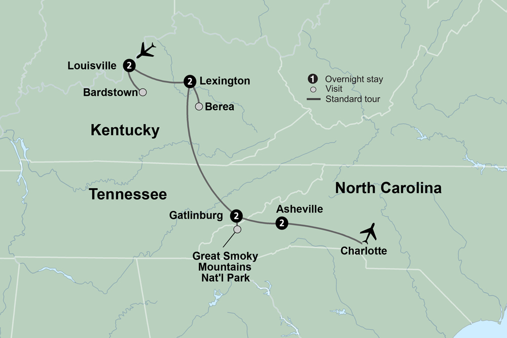 Bluegrass Country & the Smoky Mountains featuring Louisville, Lexington, Gatlinburg & Asheville