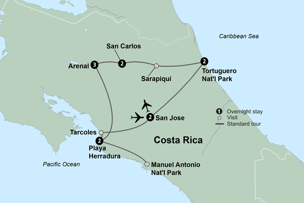 Costa Rica: A World of Nature featuring Tortuguero National Park, Arenal Volcano & Manuel Antonio National Park
