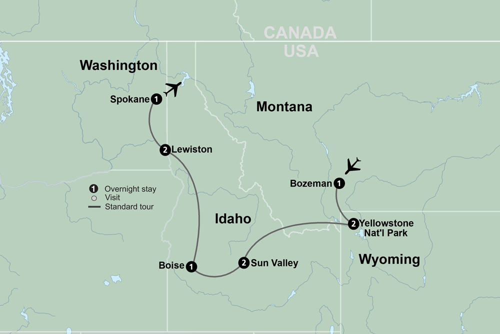 Northwest Uncovered: Sun Valley & Yellowstone featuring Bozeman, Boise, & Hells Canyon
