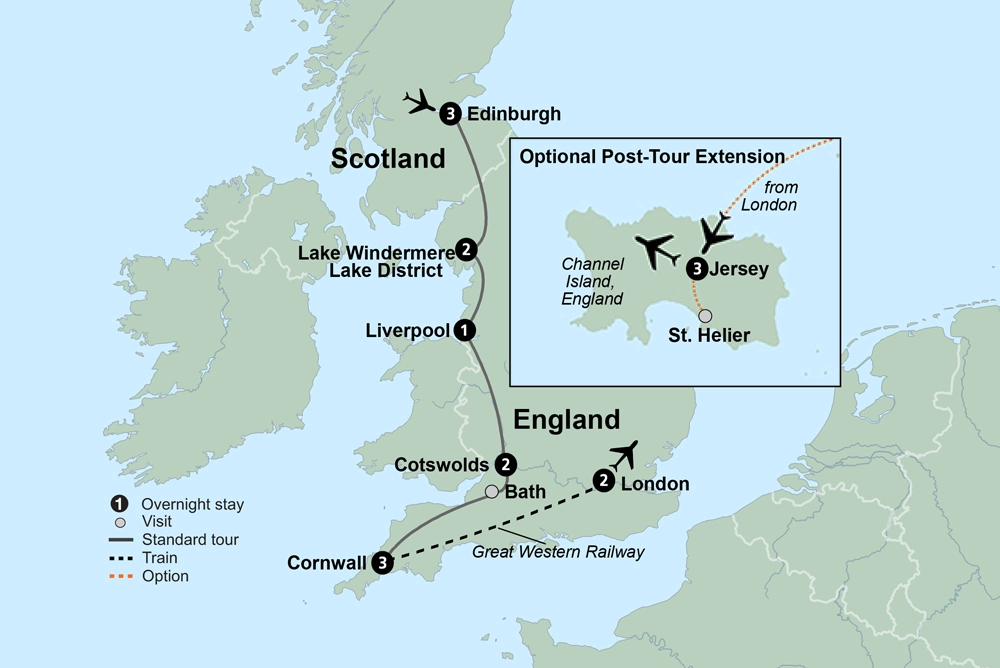 Coasts & Countrysides of England with Edinburgh, Liverpool & London