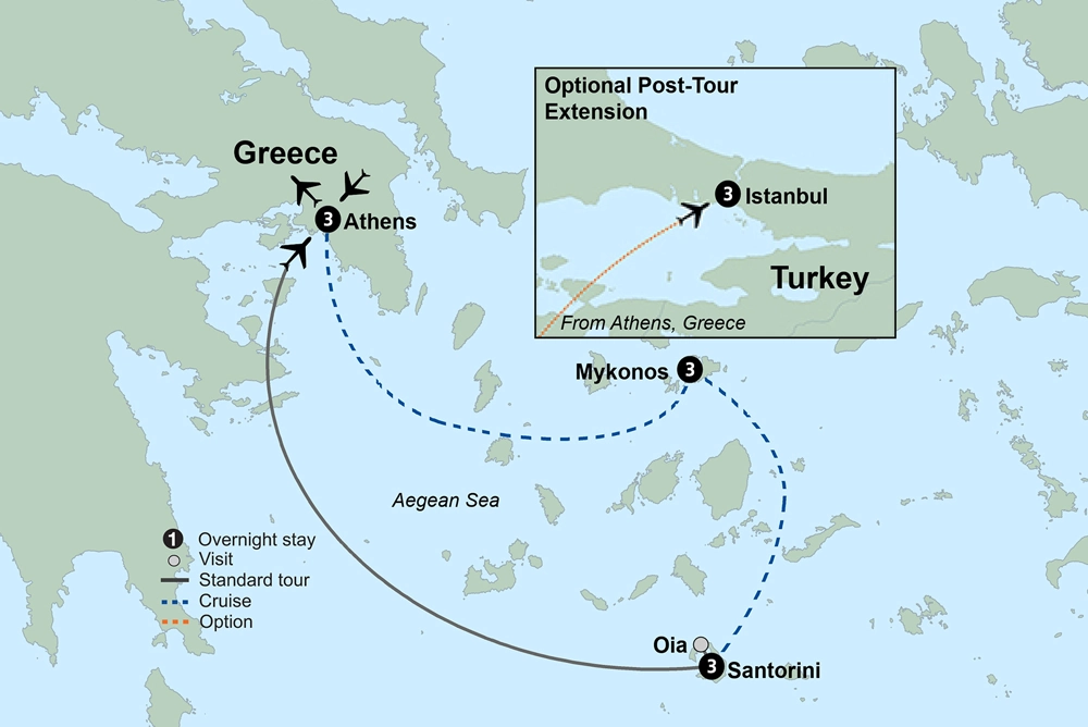 Greece Island Hopper featuring Athens, Mykonos, and Santorini