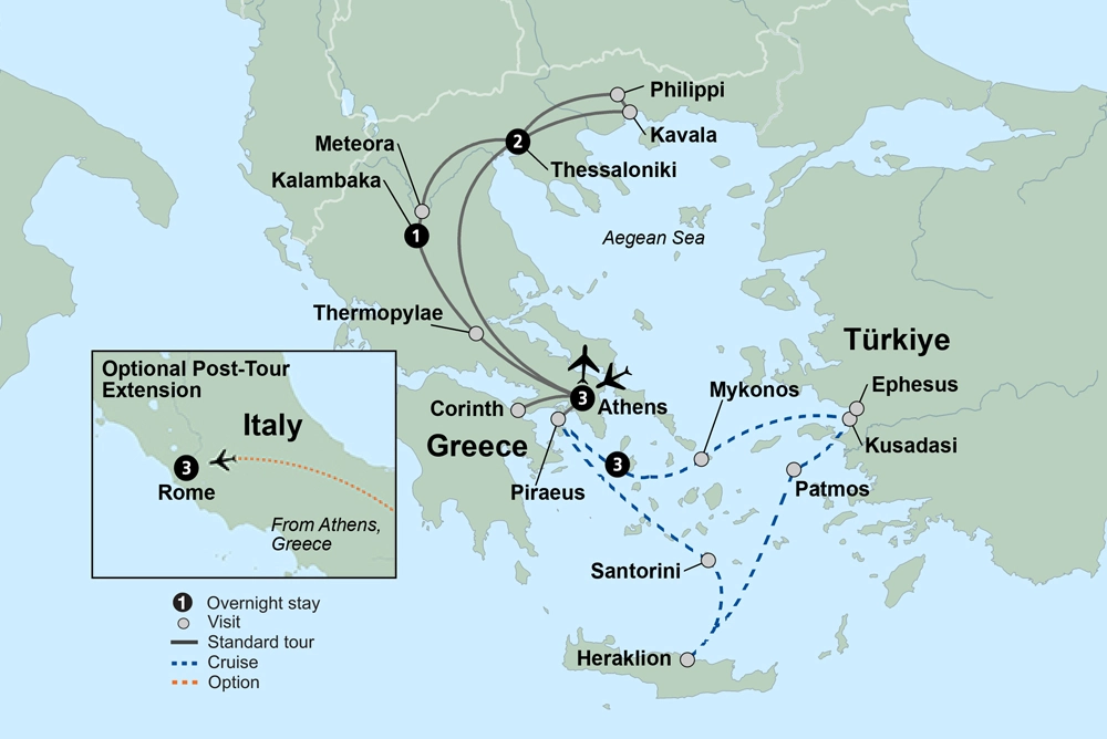 Greece: In the Footsteps of Paul the Apostle featuring a 3-night Greek Islands & Türkiye cruise